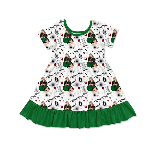 Baby Girls Singer Green Ruffle Knee Length Dresses Preorder