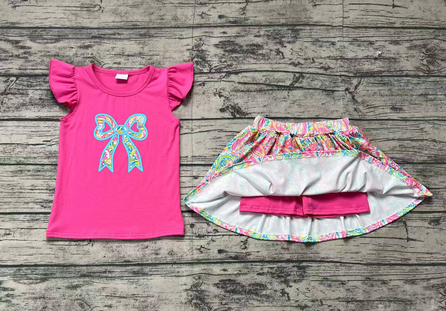 Baby Girls Pink Bow Shirts Shorts Skirt Clothes Sets Preorder