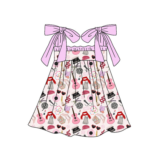 Baby Girls Pink Guitar Singer Straps Knee Length Dresses Preorder