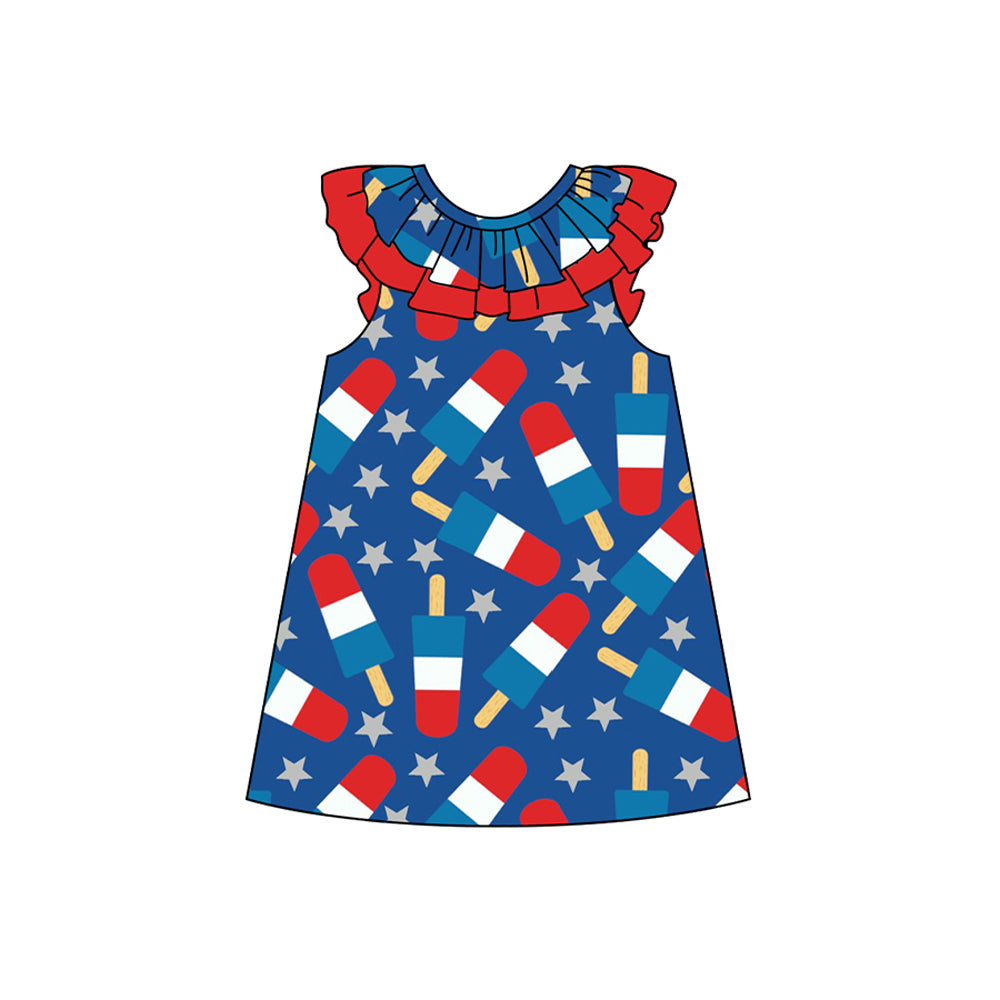 Baby Girls 4th Of July Popsicle Stars Knee Length Dresses Preorder