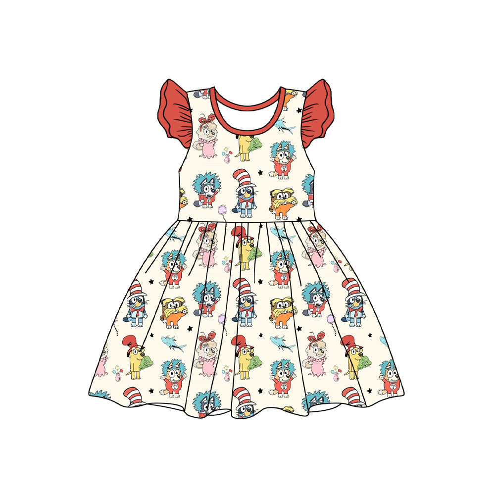 Baby Girls Dr Reading Dogs Red Pearl Dresses Preorder