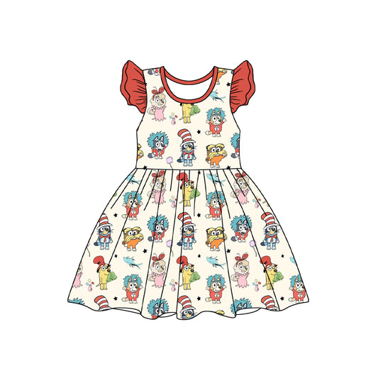 Baby Girls Dr Reading Dogs Red Pearl Dresses Preorder