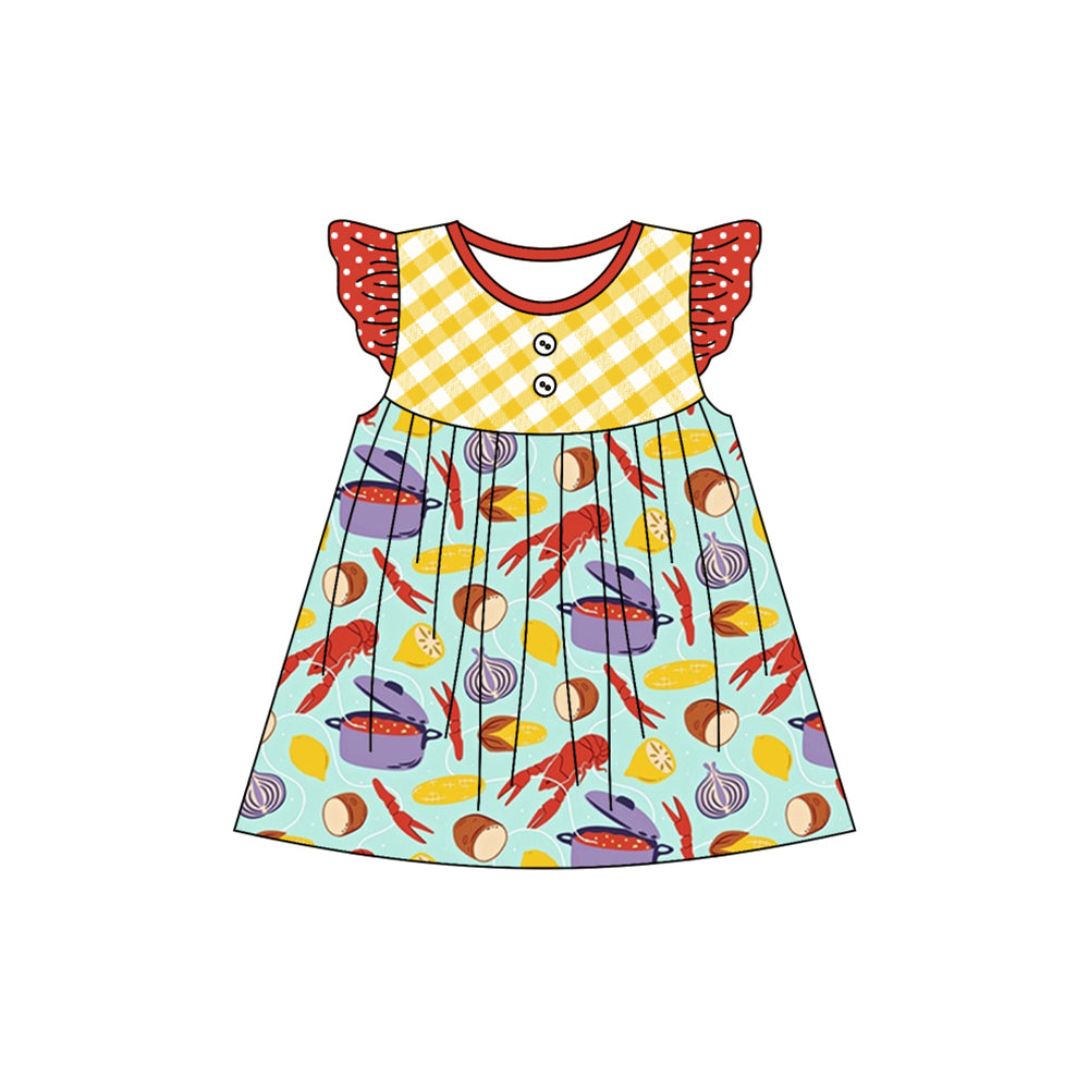Baby Girls Boiled Crawfish Pearl Knee Length Dresses Preorder