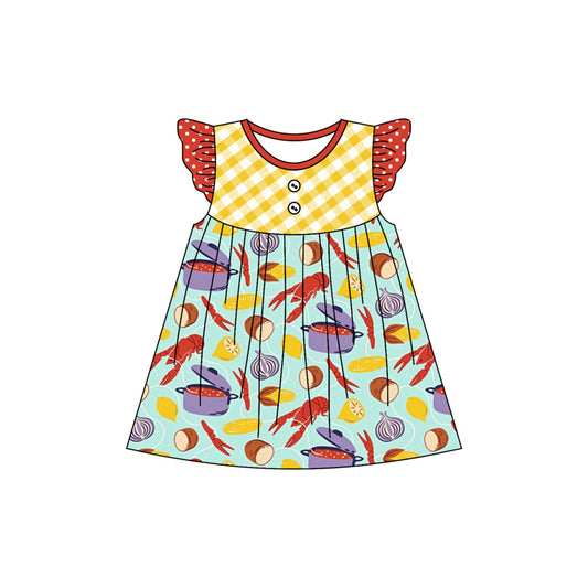 Baby Girls Boiled Crawfish Pearl Knee Length Dresses Preorder