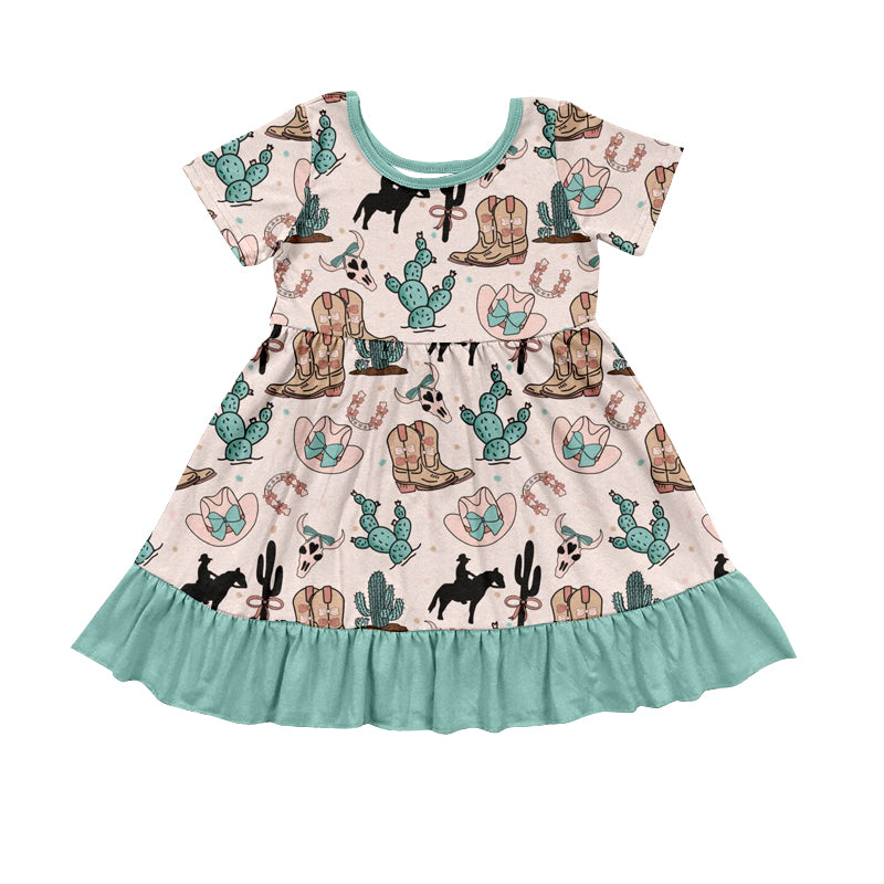 Baby Girls Western Rodeo Cactus Knee Length Dresses Preorder