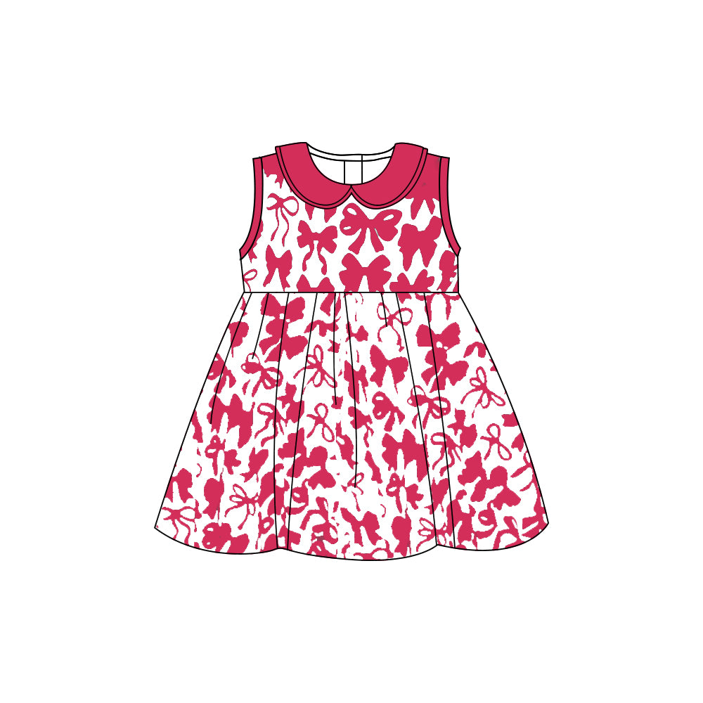 Baby Girls Pink Bows Sleeveless Knee Length Dresses Preorder