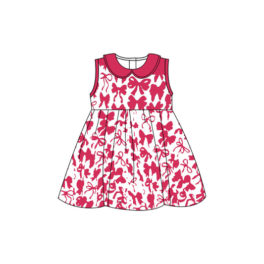 Baby Girls Pink Bows Sleeveless Knee Length Dresses Preorder