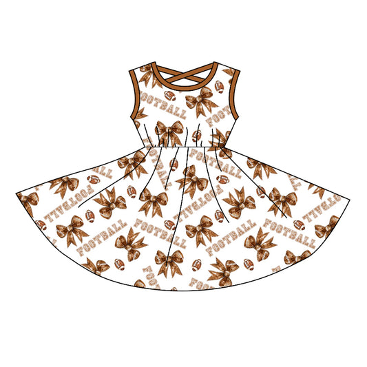 Baby Girls Football Brown Bows Knee Length Dresses Preorder