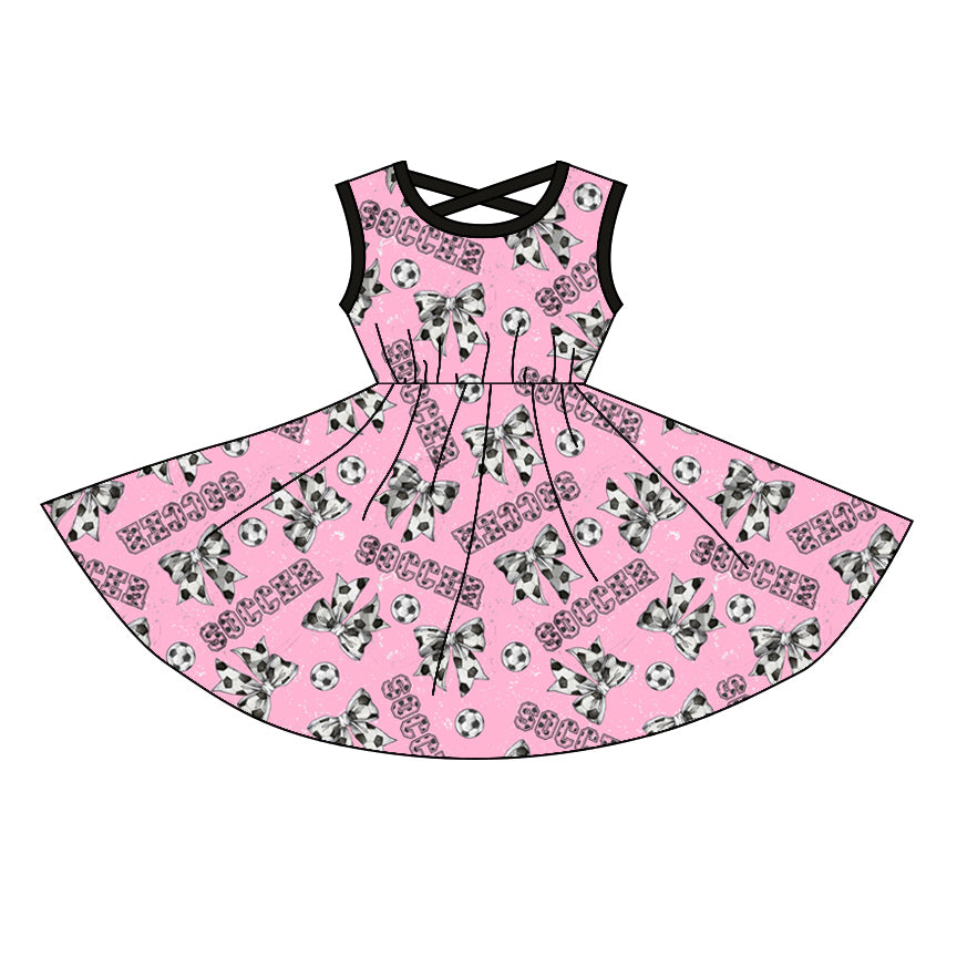 Baby Girls Soccer Bows Knee Length Dresses Preorder