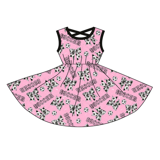 Baby Girls Soccer Bows Knee Length Dresses Preorder