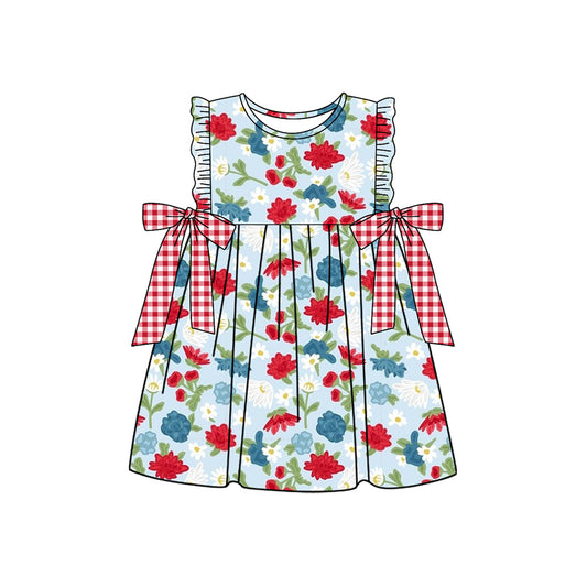 Baby Girls Navy Flowers Bows Knee Length Dresses Preorder