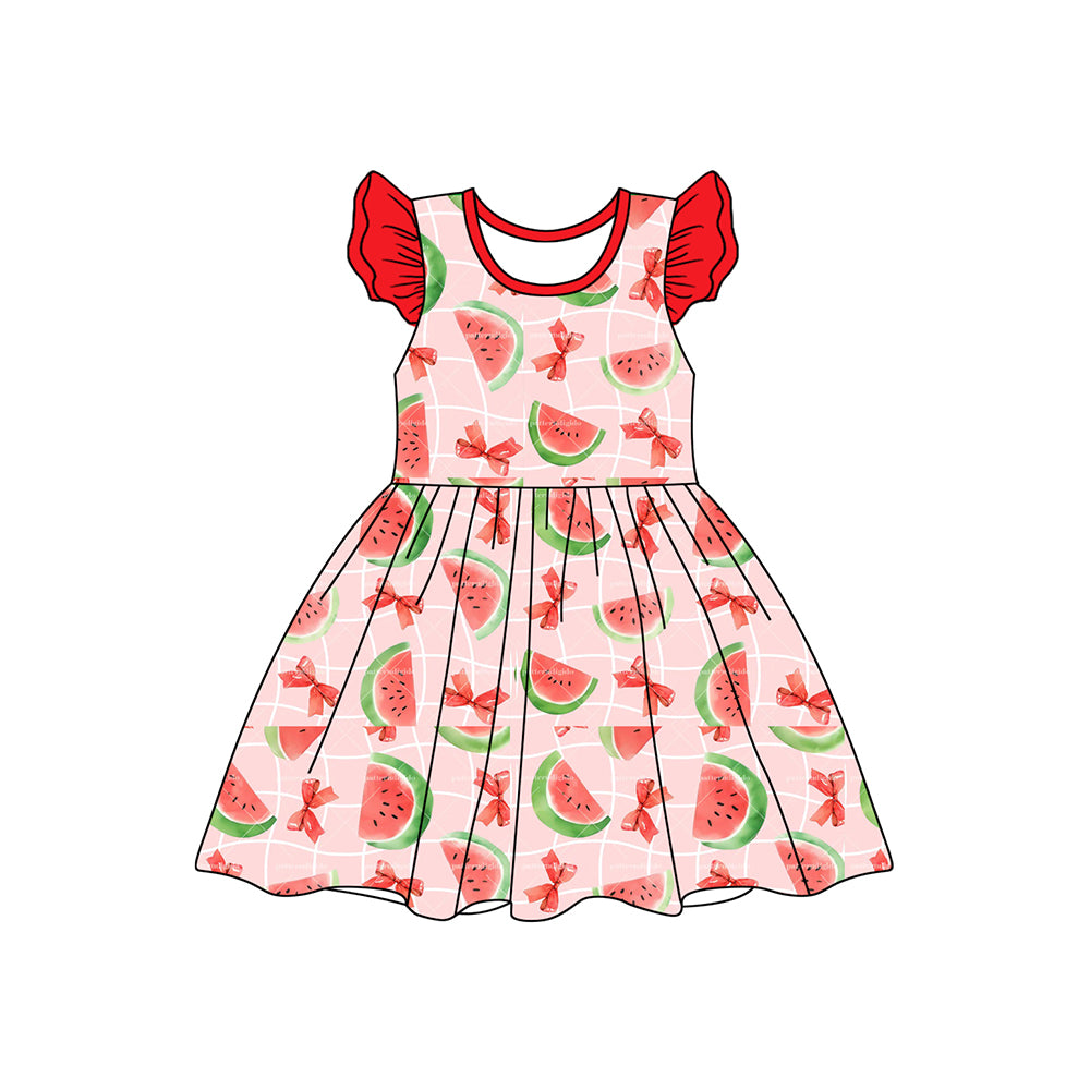 Baby Girls Watermelon Bows Knee Length Dresses Preorder