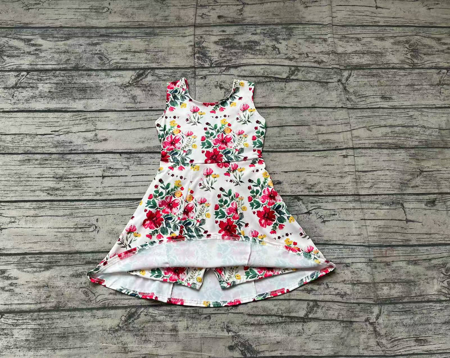 Baby Girls Red Flowers Sleeveless Athletic Dresses Preorder