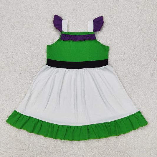 Baby Girls Princess Green White Knee Length Dresses