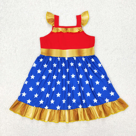 Baby Girls Princess Blue Stars Knee Length Dresses