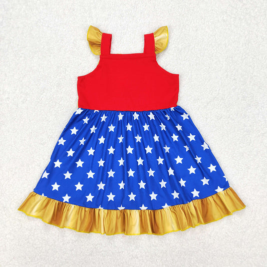 Baby Girls Princess Blue Stars Knee Length Dresses