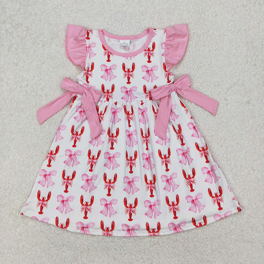 Baby Girls Pink Bows Crawfish Knee Length Dresses