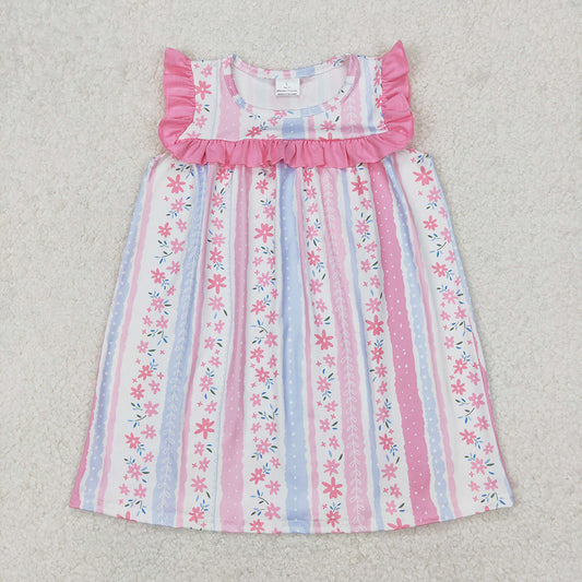Baby Girls  Pink Flowers Ruffle Knee Length Dresses
