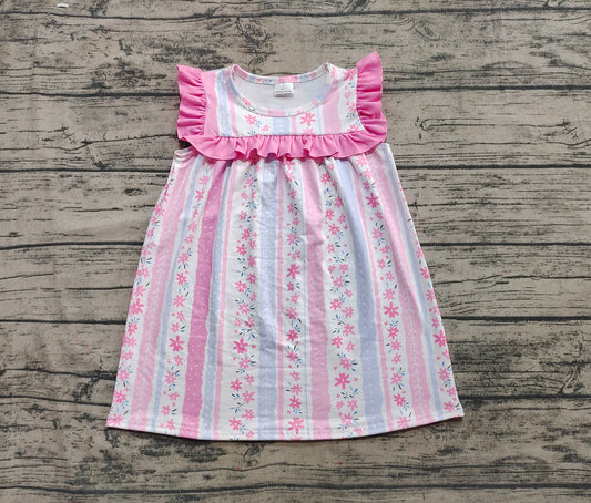 Baby Girls  Pink Flowers Ruffle Knee Length Dresses