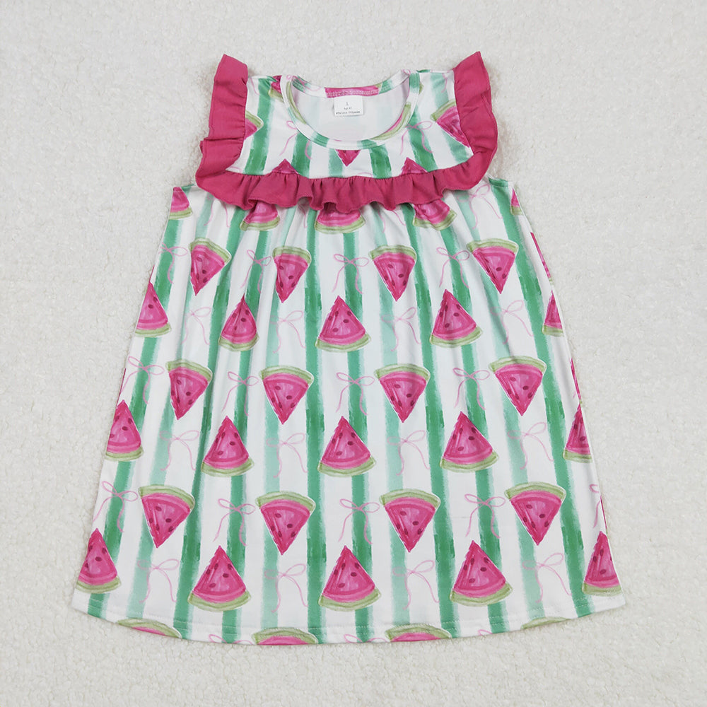 Baby Girls Pink Watermelon Ruffle Knee Length Dresses
