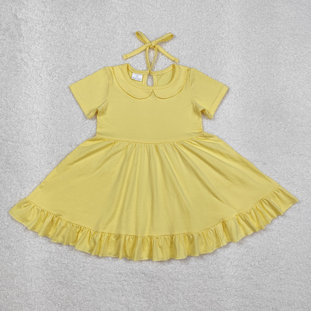 Baby Girls Yellow Collar Ruffle Knee Length Dresses