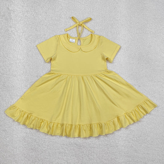 Baby Girls Yellow Collar Ruffle Knee Length Dresses