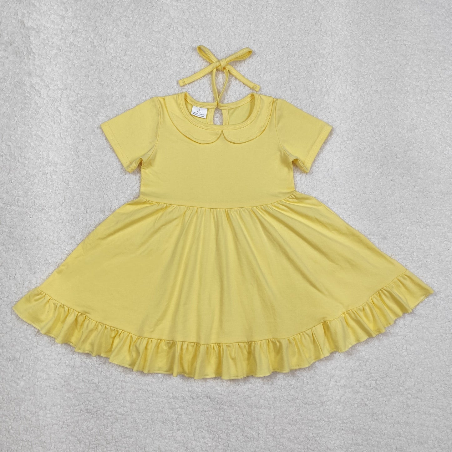 Sibling Baby Girls Round Collar Ruffle Knee Length Dresses
