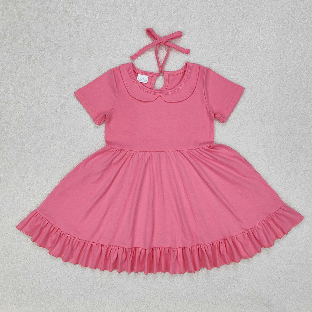 Baby Girls Hotpink Collar Ruffle Knee Length Dresses