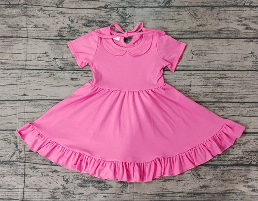 Baby Girls Hotpink Collar Ruffle Knee Length Dresses