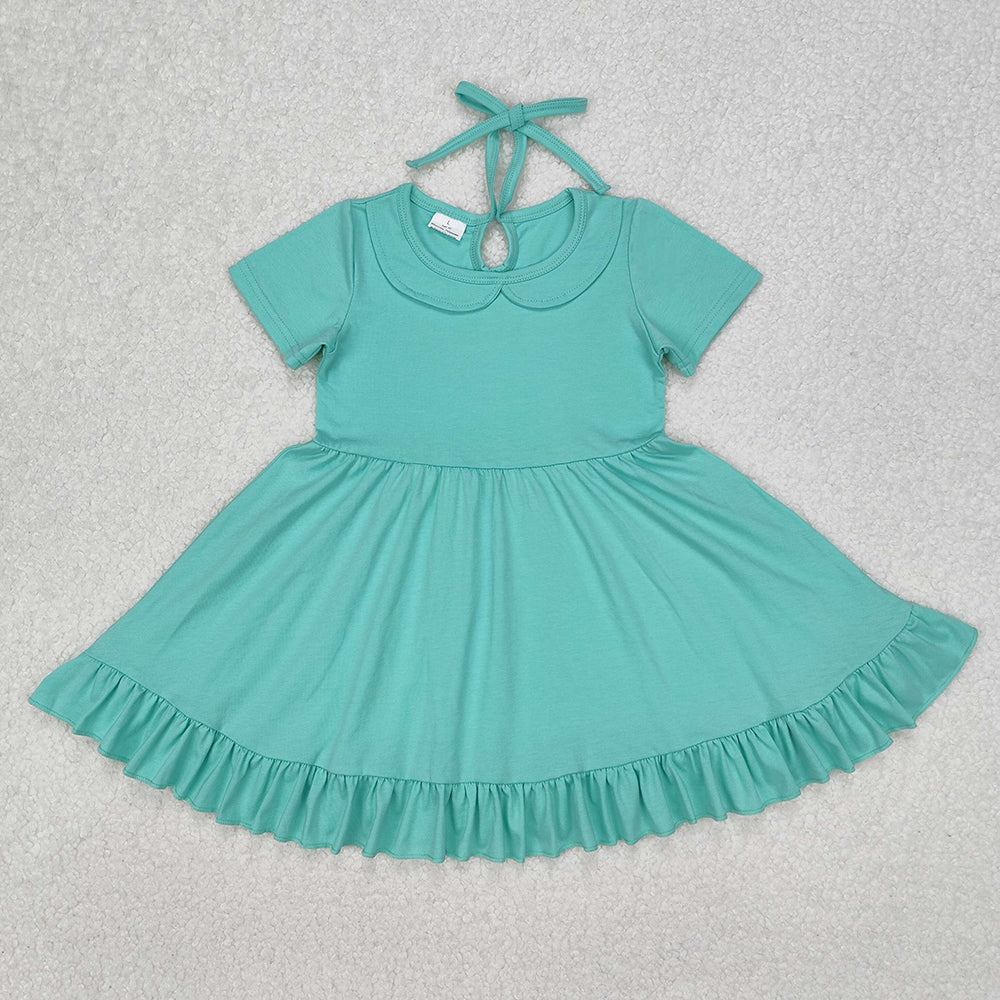 Baby Girls Green Collar Ruffle Knee Length Dresses