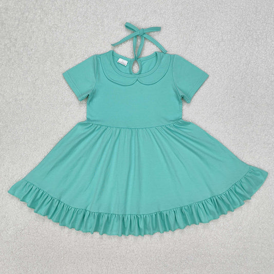 Baby Girls Green Collar Ruffle Knee Length Dresses