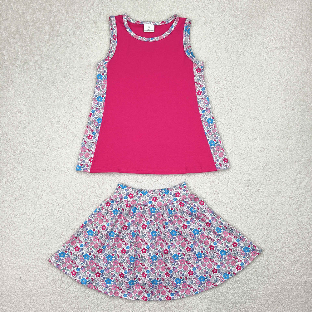 Baby Girls Pink Tunic Top Flowers Skorts Skirts Clothes Sets