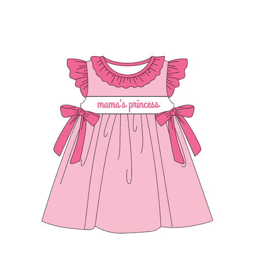 Baby Girls Light Pink Mama's Princess Bows Knee Length Dresses Preorder