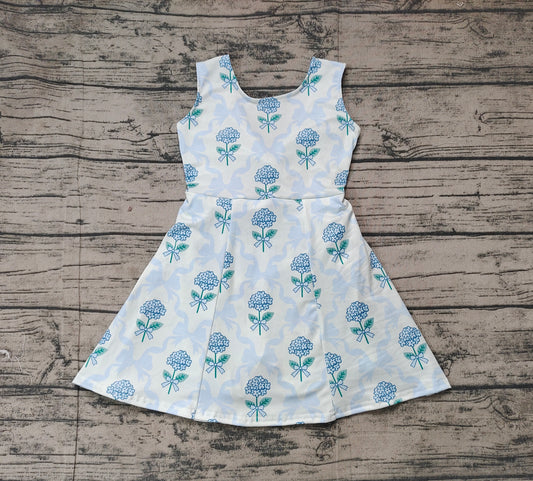 Baby Girls Blue Flowers Bows Athletic Dresses Preorder