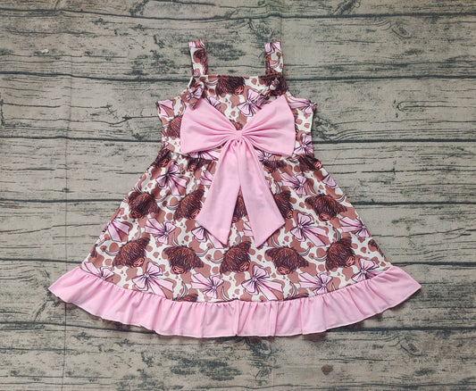 Baby Girls Bows Highland Cow Knee Length Dresses