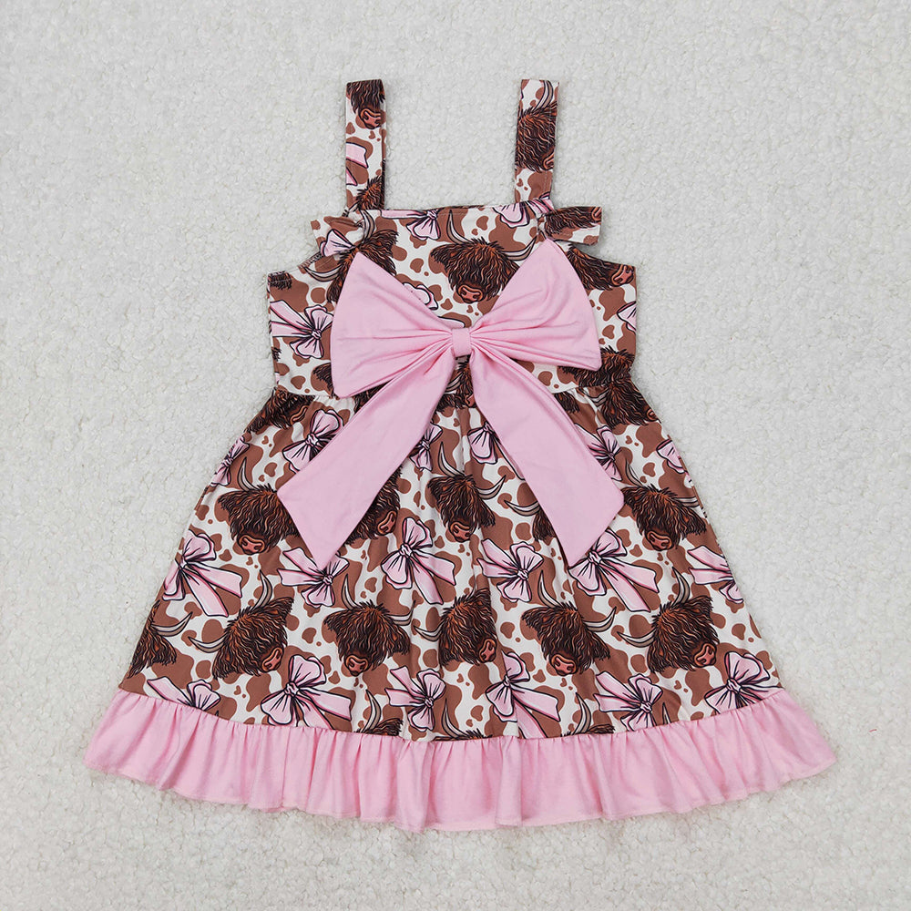 Baby Girls Bows Highland Cow Knee Length Dresses