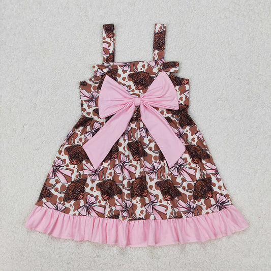 Baby Girls Bows Highland Cow Knee Length Dresses