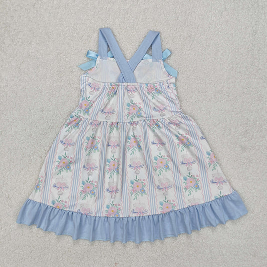 Baby Girls Flowers Cakes Straps Bows Knee Length Dresses