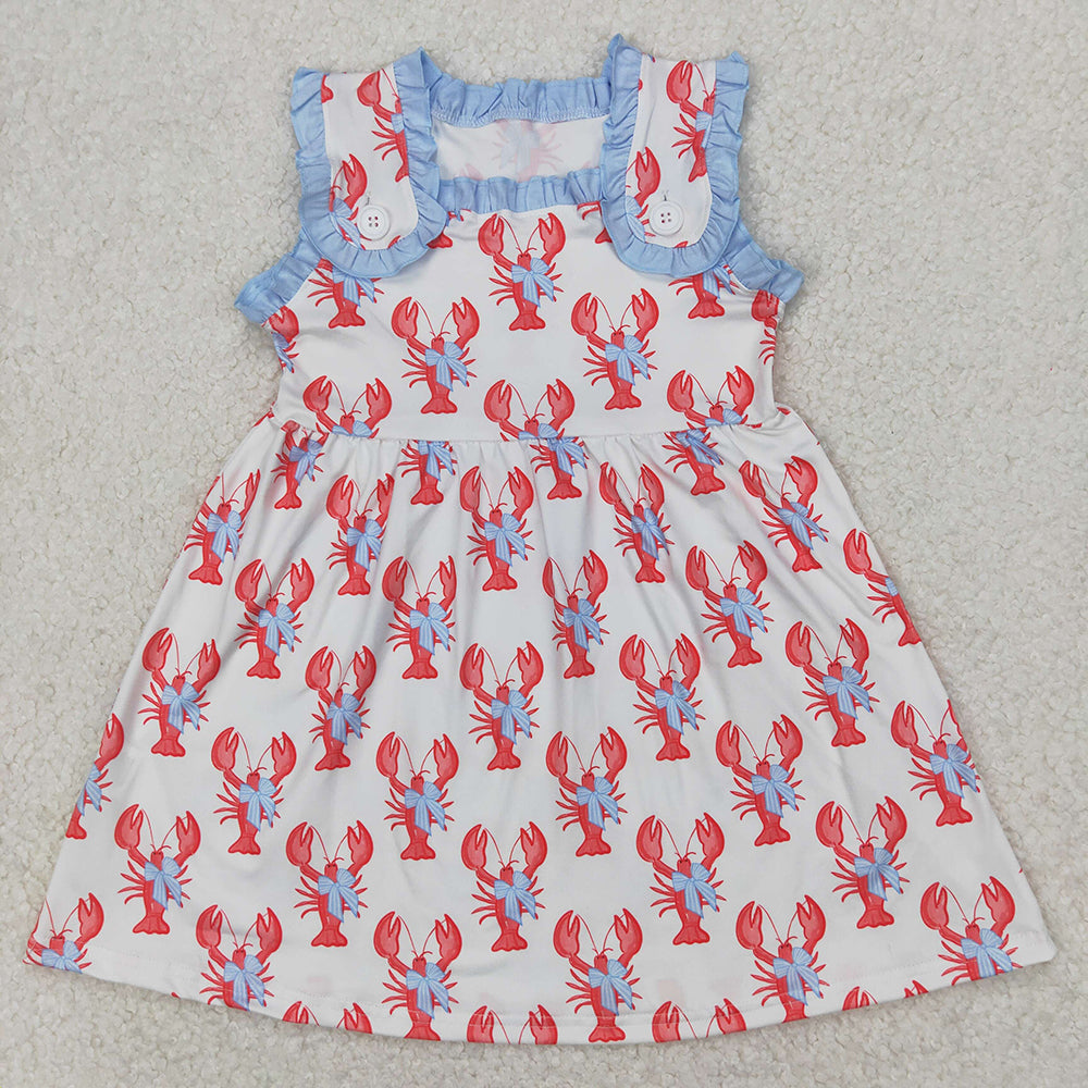 Baby Girls Crawfish Bows Straps Knee Length Dresses