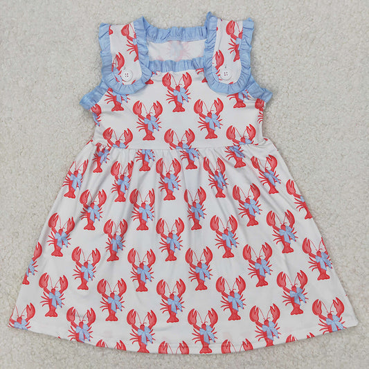 Baby Girls Crawfish Bows Straps Knee Length Dresses