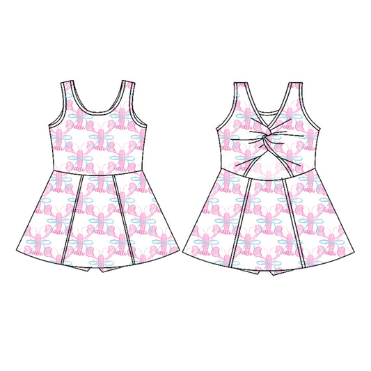 Baby Girls Straps Crawfish Bow Knee Length Dresses Preorder