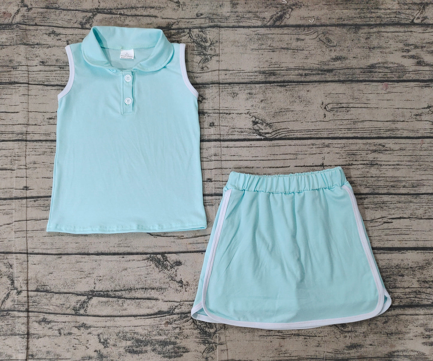 Baby Girls Green Aqua Pullover Top Sports Shorts Clothes Sets