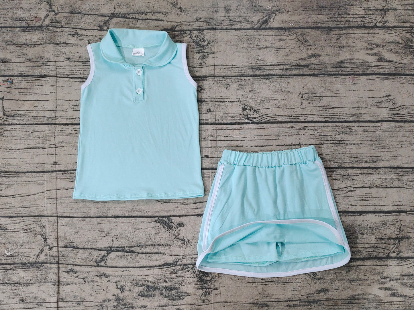Baby Girls Green Aqua Pullover Top Sports Shorts Clothes Sets