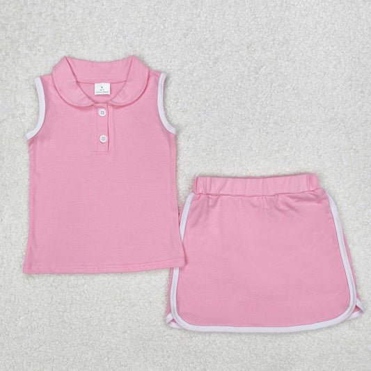 USA Shop Baby Girls Pink Sleeveless Vest Top Skirt Shorts Cotton Clothes Sets