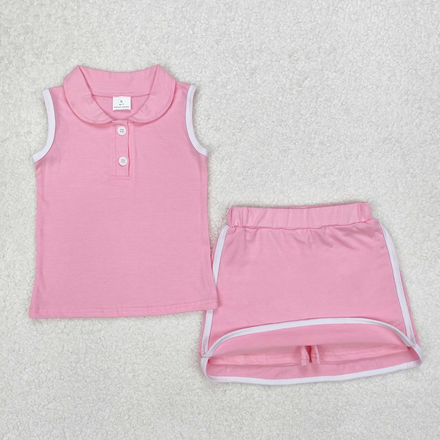 USA Shop Baby Girls Pink Sleeveless Vest Top Skirt Shorts Cotton Clothes Sets