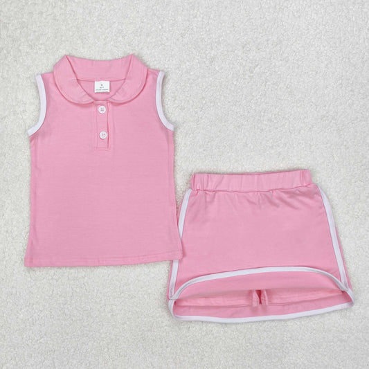 USA Shop Baby Girls Pink Sleeveless Vest Top Skirt Shorts Cotton Clothes Sets