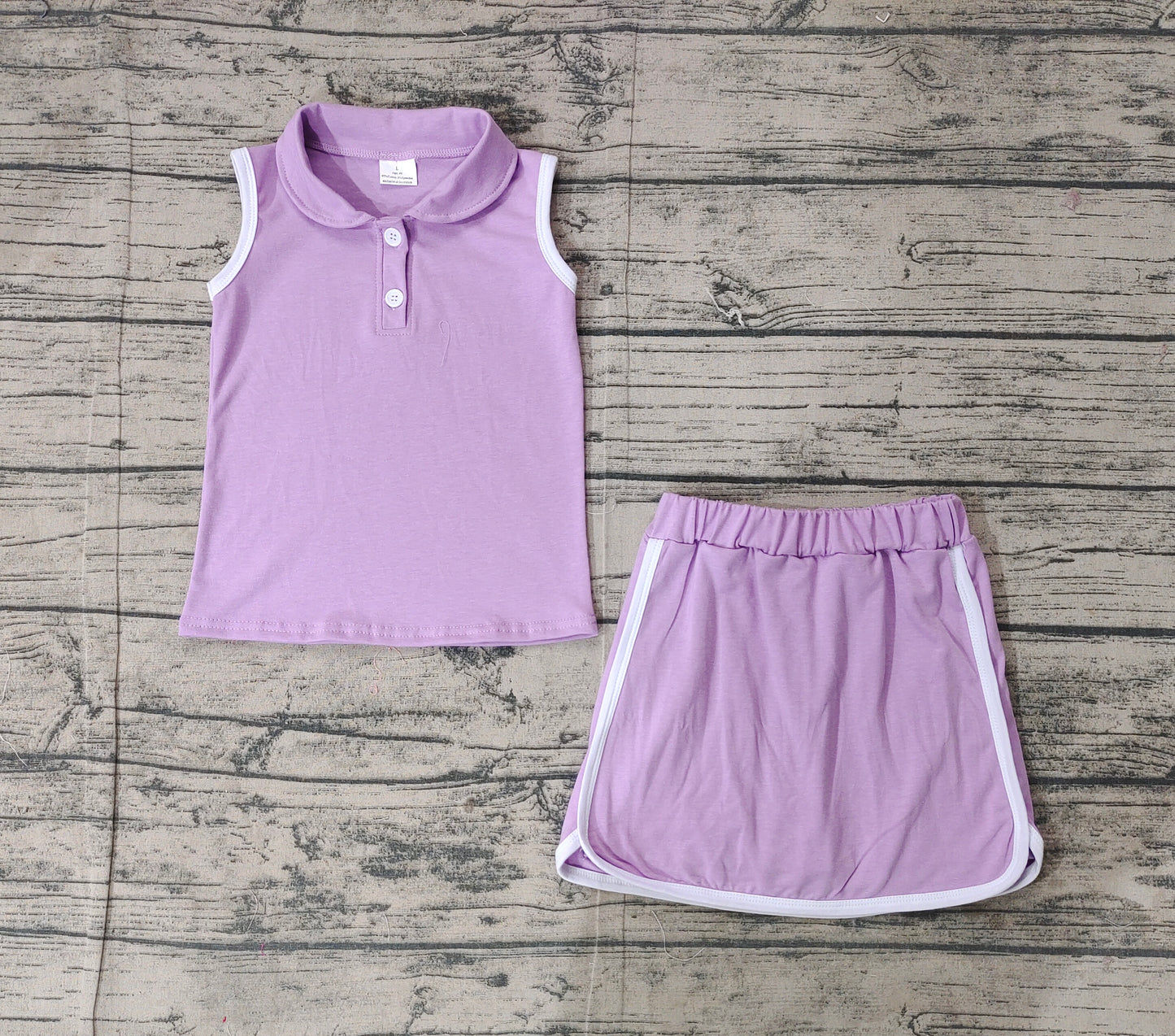 Baby Girls Lavender Pullover Top Sports Shorts Clothes Sets