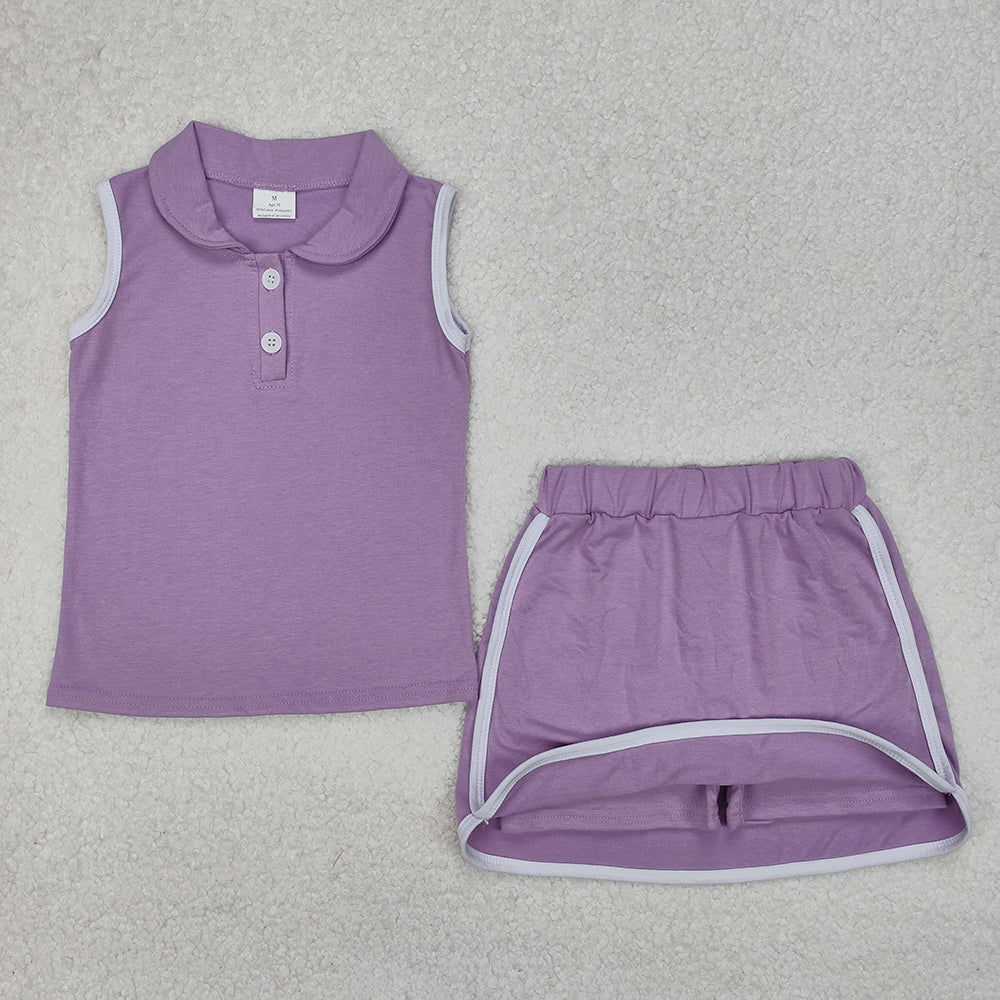 Baby Girls Lavender Pullover Top Sports Shorts Clothes Sets