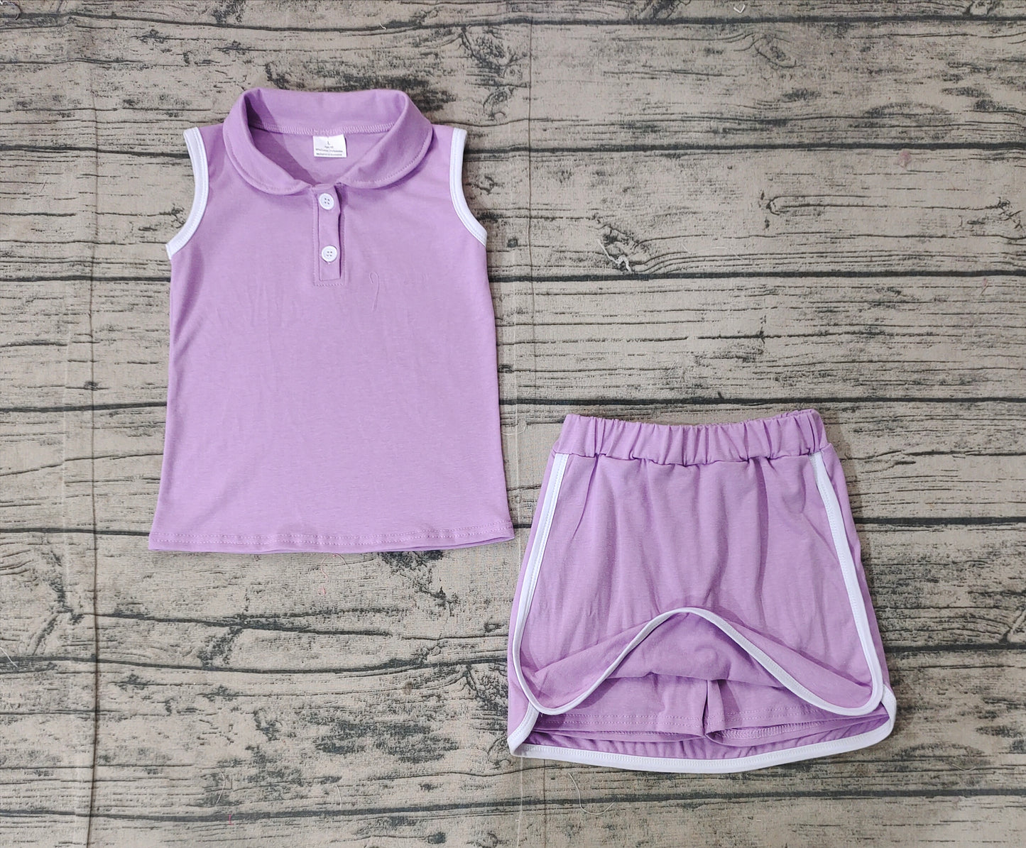 Baby Girls Lavender Pullover Top Sports Shorts Clothes Sets