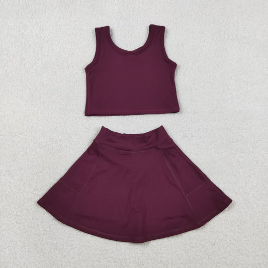 Baby Girls Sleeveless Wine Vests Top Skirt Shorts Yoga Active Clothes Sets